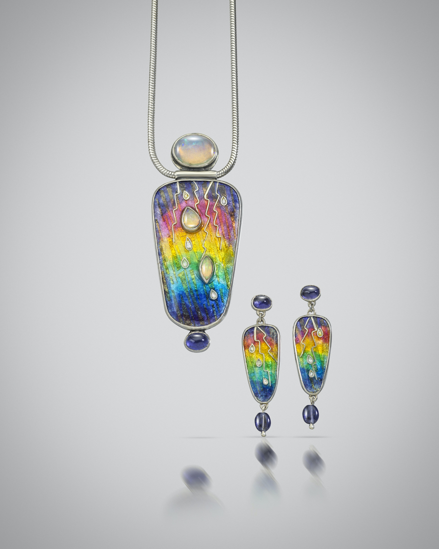 Rainbow Necklace and Earrings 2